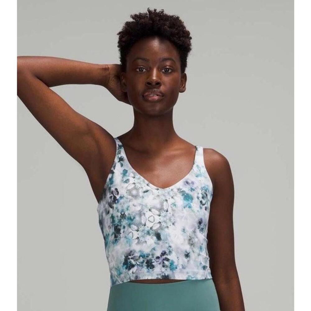 Lululemon Align Tank Top Kaleidofloral Multi Cropped Nulu Size 0 W1DAJS Yoga